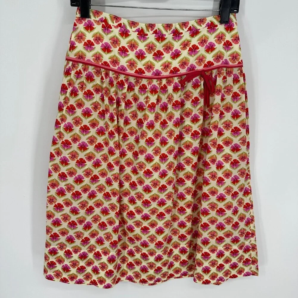 J. Crew Floral Skirt 0 Tropical Summer Full Flare Cotton Pink‎ Orange Vintage